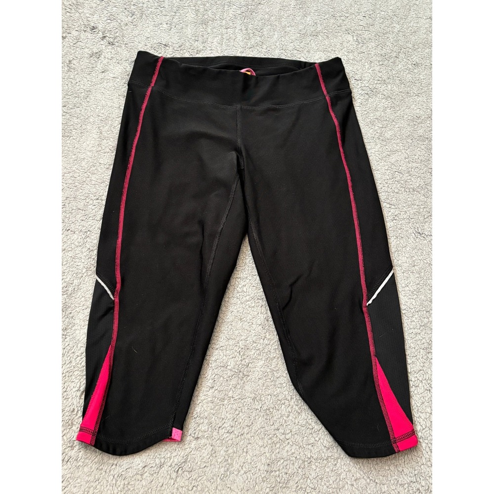 Lucy Lucytech Womens Black Pink Capri Leggings Cropped Athletic Pants Small S/P